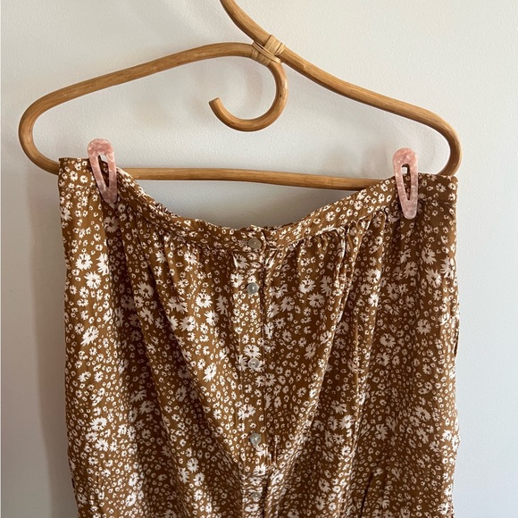 Saltwater Luxe mustard floral MIDI Skirt - Picture 3 of 6